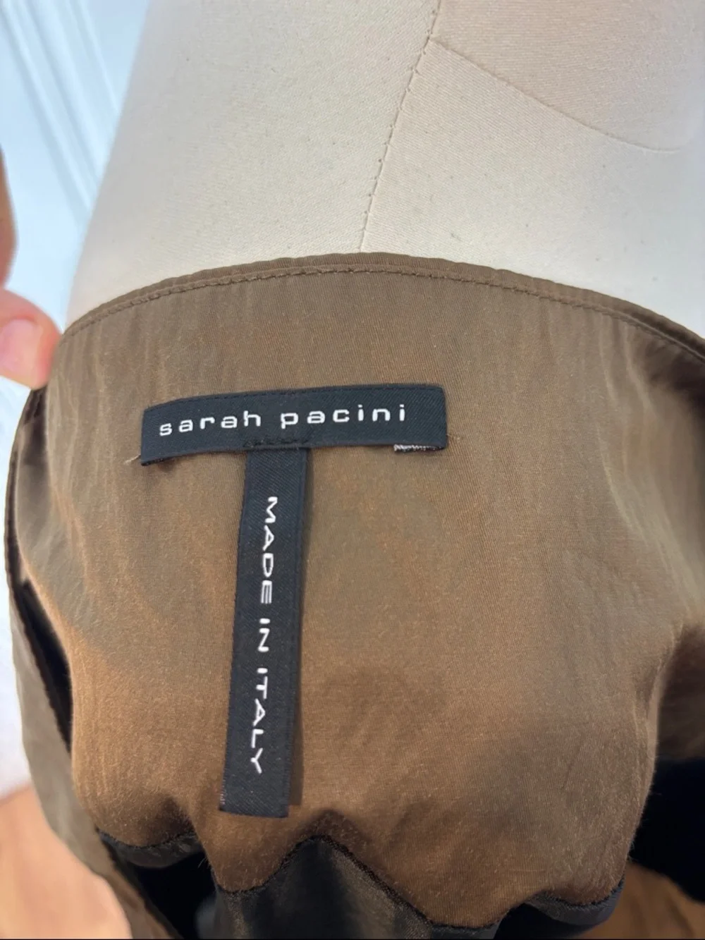 SARAH PACINI Designer Khaki Metallic Bubble Skirt Maxi Length Avant Garde Size 4 - Picture 5 of 7